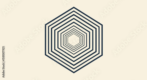 Abstract Tunnel Hexagonal Layers Creating Depth and Perspective in Minimalist Design with a Modern Style and Precision Artistry
