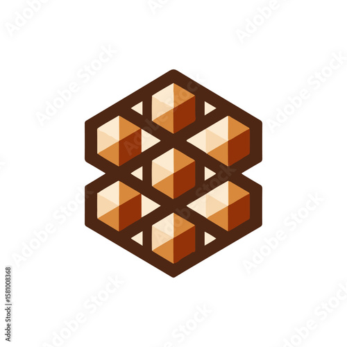 Geometric arrangement of stylized cubes resembling a chocolate waffle pattern in a minimalistic style