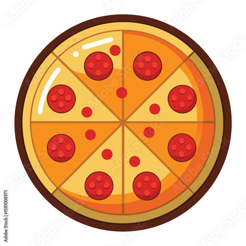 A classic pizza with a perfectly even distribution of pepperoni, neat and appealing.