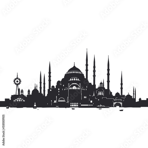 Blue Mosque Istanbul: an iconic architectural marvel with magnificent domes and minarets against the sky, symbolizing Turkish history and Islamic art
