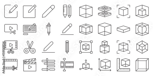 Customizable Isometric Design Collection set of web icons in line style. customizable isometric, isometric design, editable isometric and isometric vector. Vector illustration