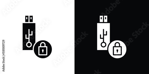 Pendrive security icon symbol. Simple, flat design for web and mobile app