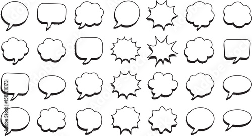 Retro Empty Comic Speech Bubbles Set – Vintage Style Dialogue and Thought Balloon Icons