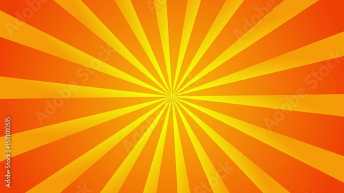Rotating sunburst background animation. 4K seamless loop for intros, presentations, and social media. Retro, comic, and pop-art style. Yellow and orange, dynamic and abstract.