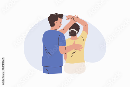 Chiropractor Performing Spinal Adjustment on Patient for Pain Relief Vector