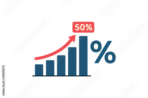 Business graph with percentage special offer of shopping department store discount and tax concept, adjusting interest rates, raising interest rates to fight inflation returns on Vector on white back 