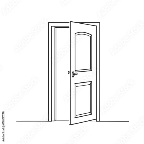 White door open isolated, revealing a bright room entrance and the opportunity beyond