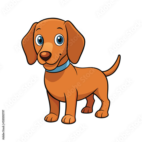 Adorable orange dog with blue eyes and collar puppy canine