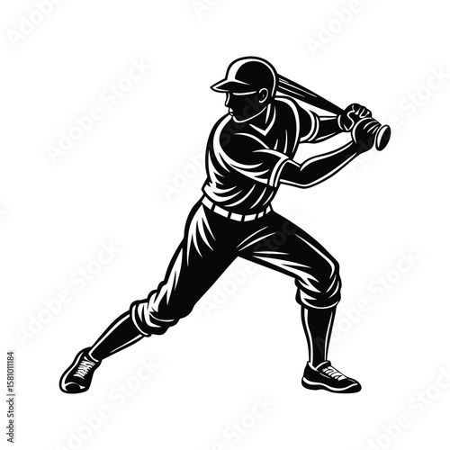 Baseball player poised to swing bat batter
