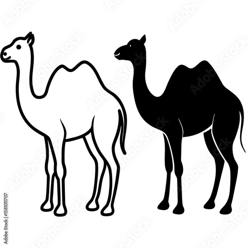 Desert and beach camels, majestic mammals of nature, journey across the sand dunes