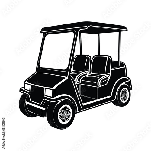 Black golf cart with two seats and canopy vehicle transportation