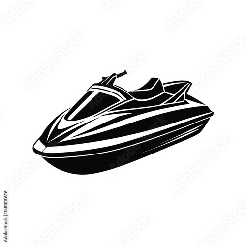 Black jet ski silhouette isolated on white watercraft personal watercraft