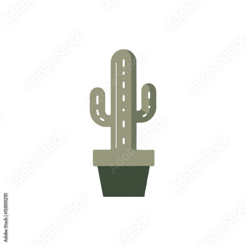 A simple, stylized cactus in a pot against a plain background, ideal for nature-themed designs