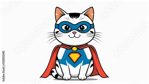Cute Cartoon Cat Superhero