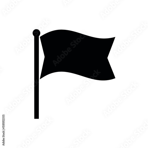 Waving Flag Silhouette on a White Background Illustrating Symbolism and Independence