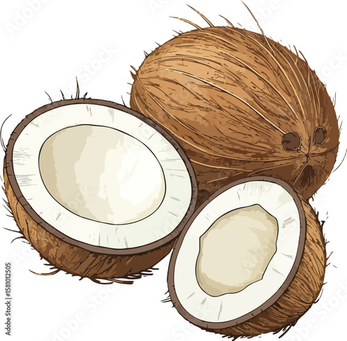 coconut on white background