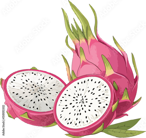 dragon fruit on white background