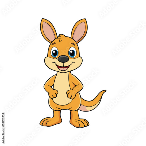 Cheerful orange kangaroo character standing marsupial animal