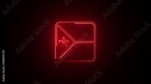 glowing neon South Africa Flag icon animation on black background. 4k animation.