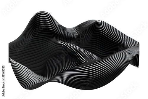 Abstract black wave design 3D render art