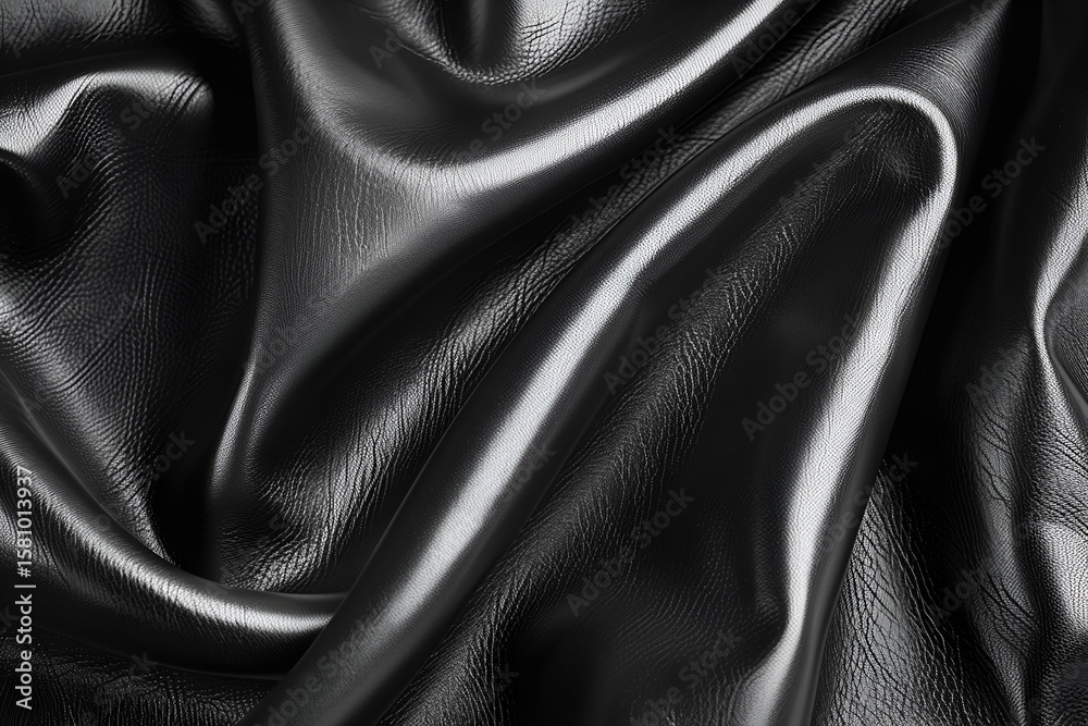 Fototapeta premium Black leather texture elegant folds luxurious material