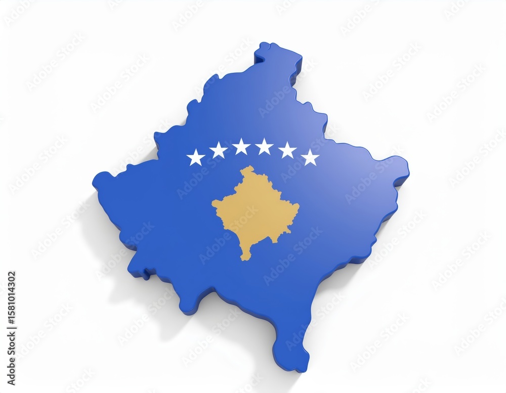 Fototapeta premium Kosovo 3d country, on a white background