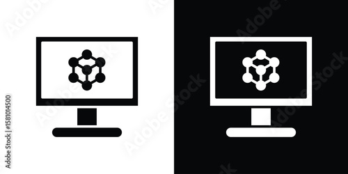 Computer simulation icon symbol. Simple, flat design for web and mobile app