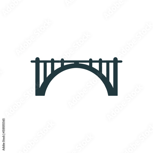 A serene view of a classic arch bridge spanning a calm river, surrounded by lush greenery