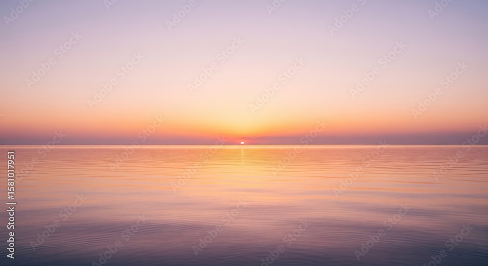 Fototapeta premium Beautiful Sunset Over The Calm Ocean Horizon
