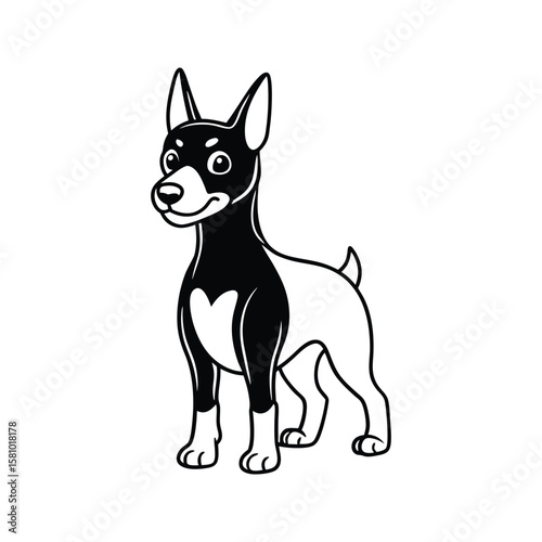 Playful black and white dog standing jack russell animal