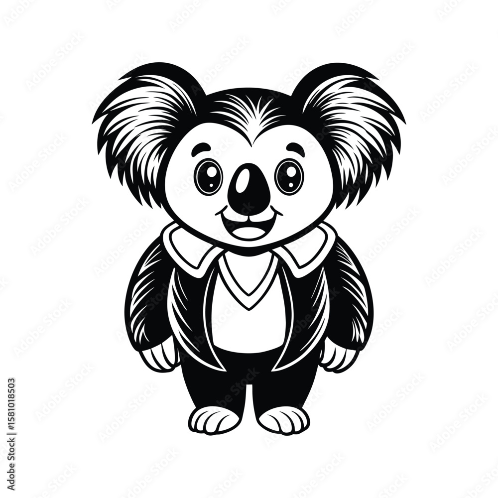 Obraz premium Playful koala cartoon with fluffy fur silhouette animal