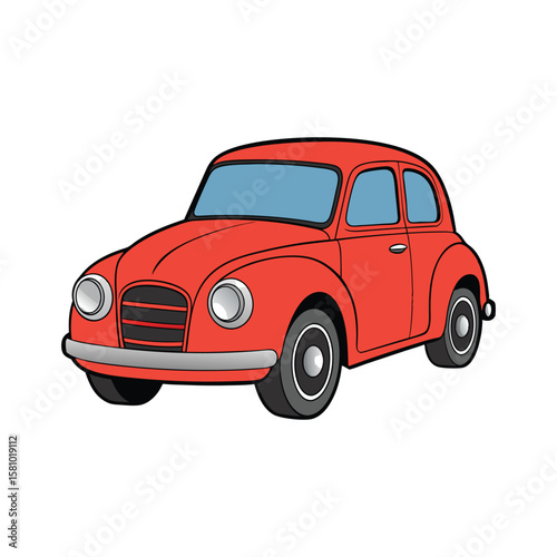 Red vintage automobile with blue windows and chrome accents red car vintage car
