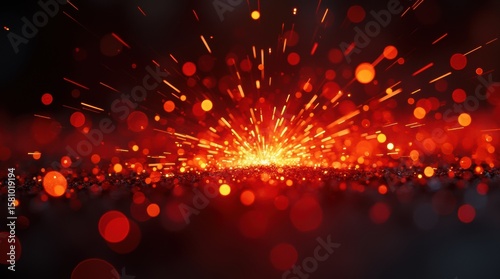 A dynamic macro shot of bright red sparks blinking rapidly against a dark abstract background.
