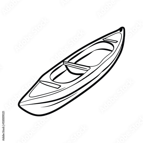 Sleek black kayak silhouette on white background boat watercraft