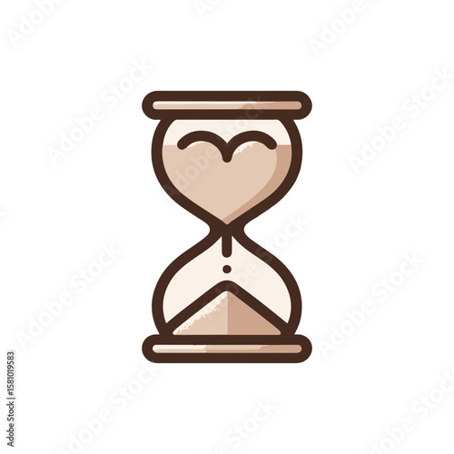 A heart-shaped hourglass symbolizing the passage of time in a simplistic design