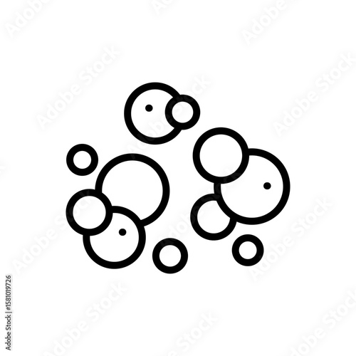 Soap foam cloud with bubbles. Outline icon of washing. Illustration of cleanser, detergent, shampoo, liquid soap, gel. Isolated vector symbol of cleaning and cleanliness