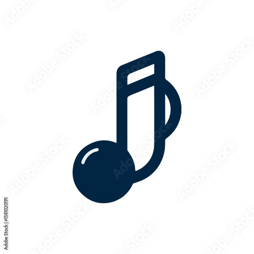 Simple music note icon symbolizing creativity and sound, suitable for musical themes
