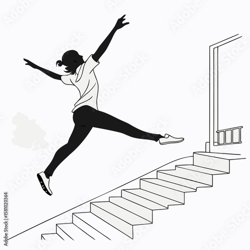 Dynamic Gymnastic Split Leap Vector Illustration of a Person in Motion