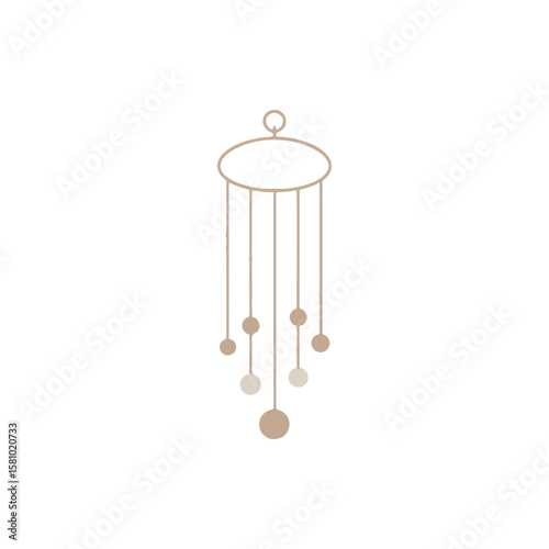 Minimalist mobile hanging decor with soft colors, perfect for nursery ambiance enhancement