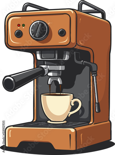 coffee machine with a cup on top