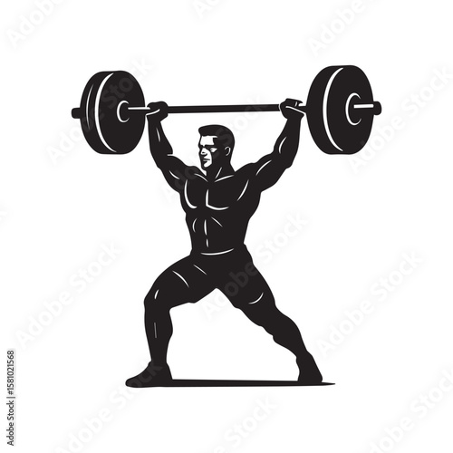 Weightlifting Silhouette – Gym Man with Barbell Vector