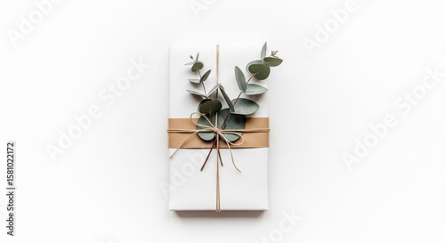 Beautifully Decorated Gift Box With Eucalyptus And String