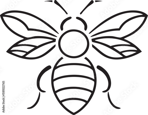 Adobe Illustrator Artwork, Black Bee Silhouette Vector Illustration, Tribal Insect Symbol, Nature Tattoo Icon, Minimal Animal Drawing Design.