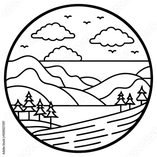 Cloudy Sky Minimalist Line Art