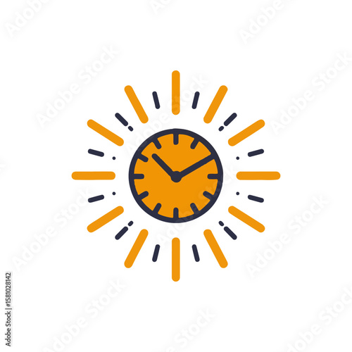 Bright and vibrant clock icon symbolizing time management and productivity in a sunny atmosphere