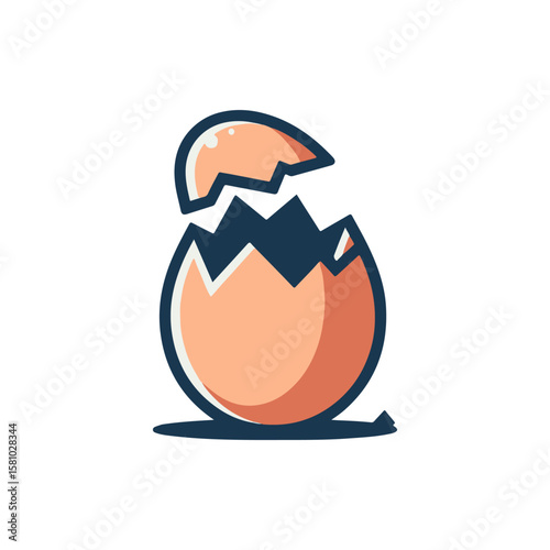 A colorful cartoon depiction of a cracked egg with a broken shell, symbolizing new beginnings