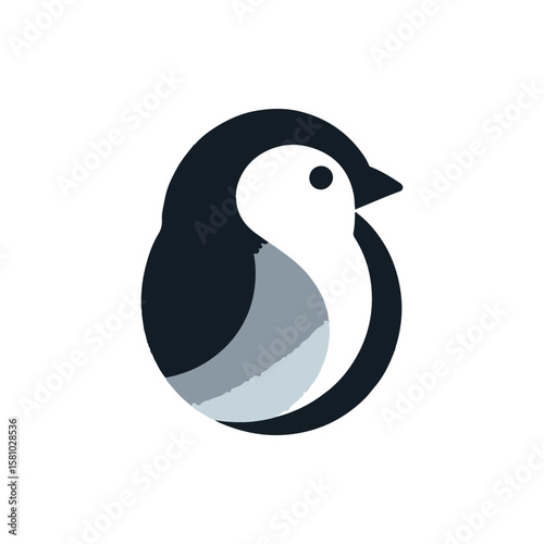 Minimalistic illustration of a bird silhouette showcasing its rounded form and colors