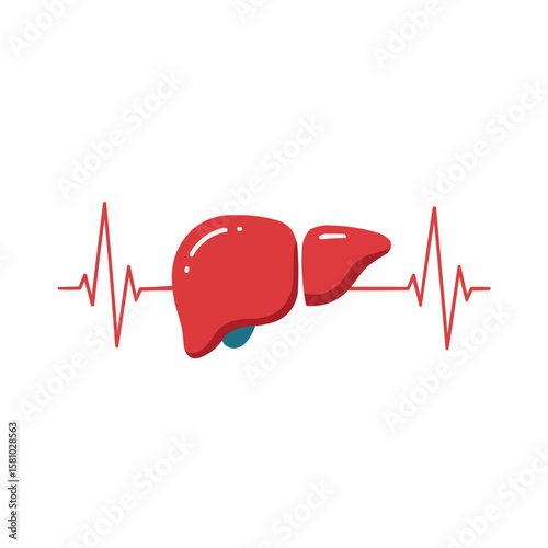 Liver Health Heartbeat Vector Illustration