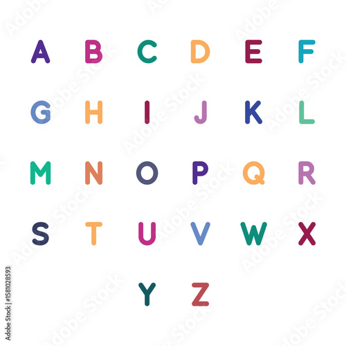 English alphabet letter vector, Font design with  colorful English alphabets icons