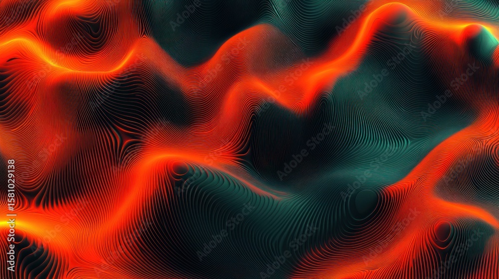 Abstract wavy lines in vibrant orange and teal colors. Abstract wavy lines in vibrant orange and teal colors.